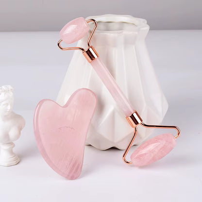 Face Care Massage Roller Natural Rose Quartz Gua Sha Tool Health Skin Acupuncture Massager Neck Slimming anti Wrinkle Cellulite